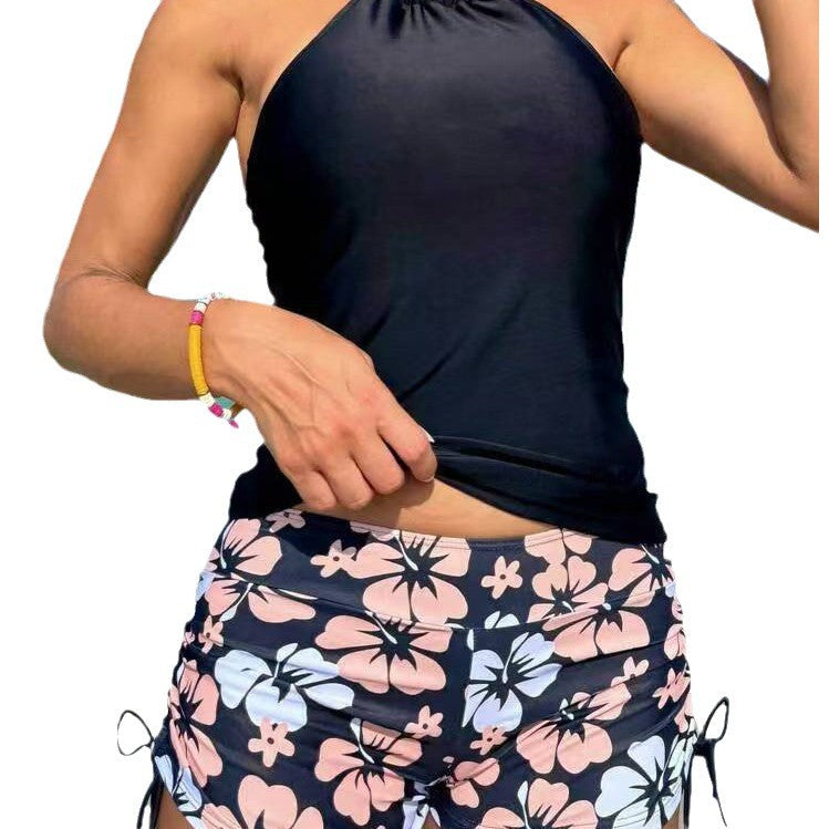 Dame Tankini-top med justerbare stropper og blomster design af shorts Stilla