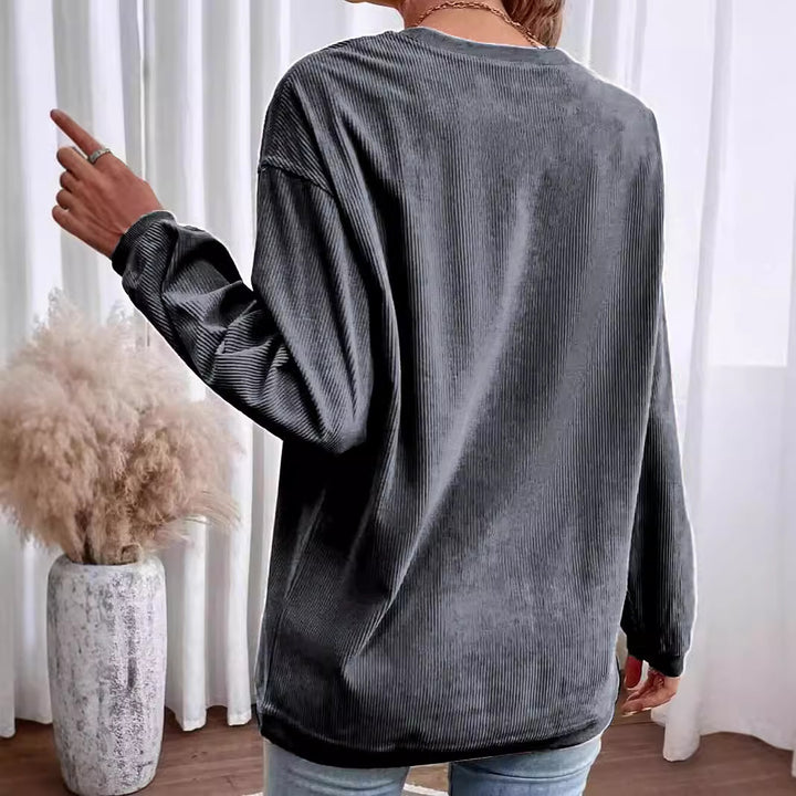Dame Oversized Sweatshirt med ribstruktur og afslappet snit Stilla