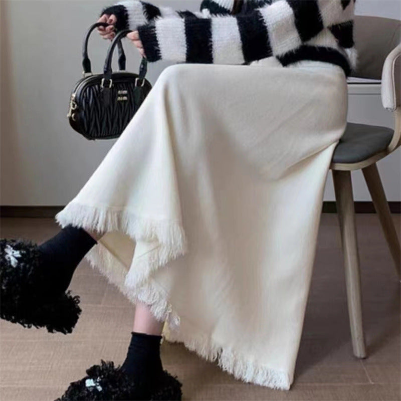 Damer elegant midi nederdel med frynser Stilla