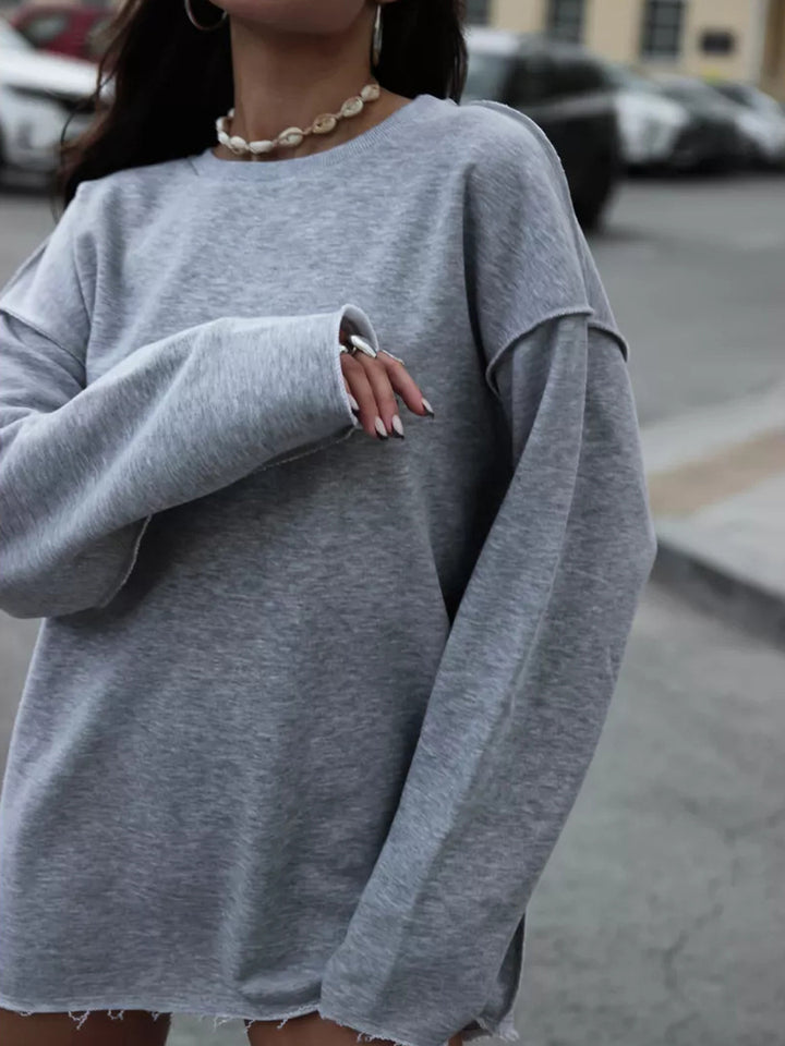 Kvinders afslappede oversized sweater med bred pasform og struktureret stof Skovae