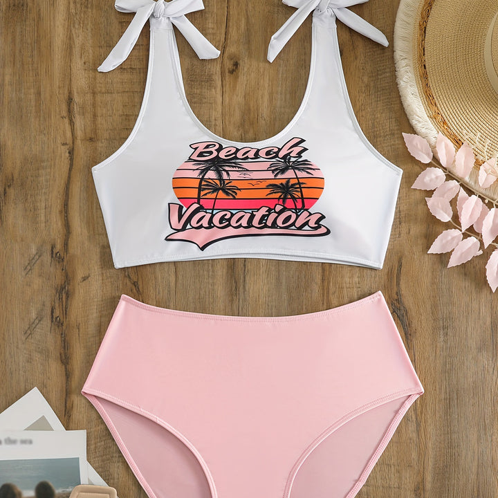 Dame Crop-Top-Bikini-Sæt med legesyge sløjfer Skovae