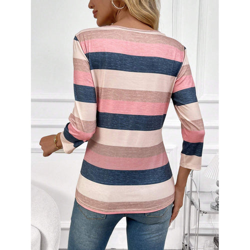 Dame Stribet Langærmet T-Shirt Stilla