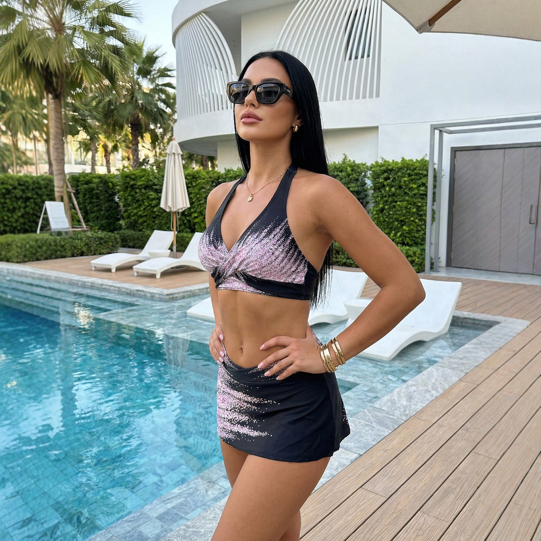 Dame Sporty Bikini-sæt med elegant indpakning nederdel Skovae