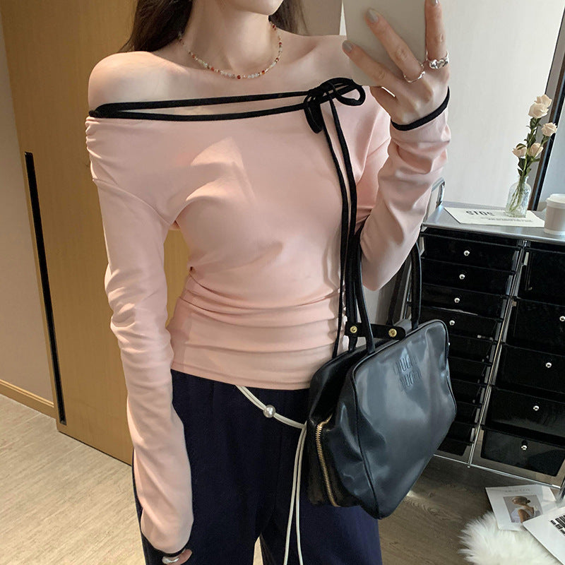 Dame Off-Shoulder Langærmet Top med justerbare stropper Stilla