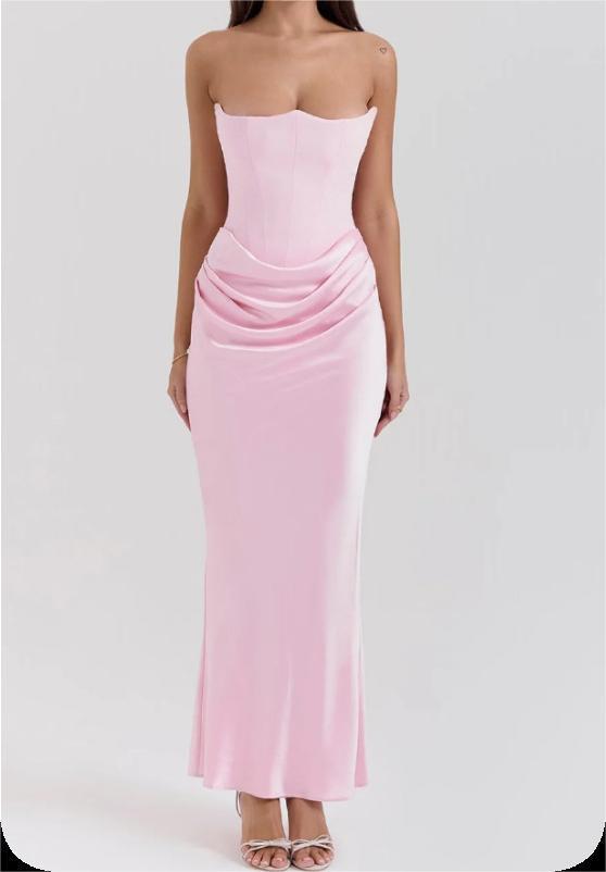 Dame Strapless Aftenkjole med raffineret Drapé Stilla