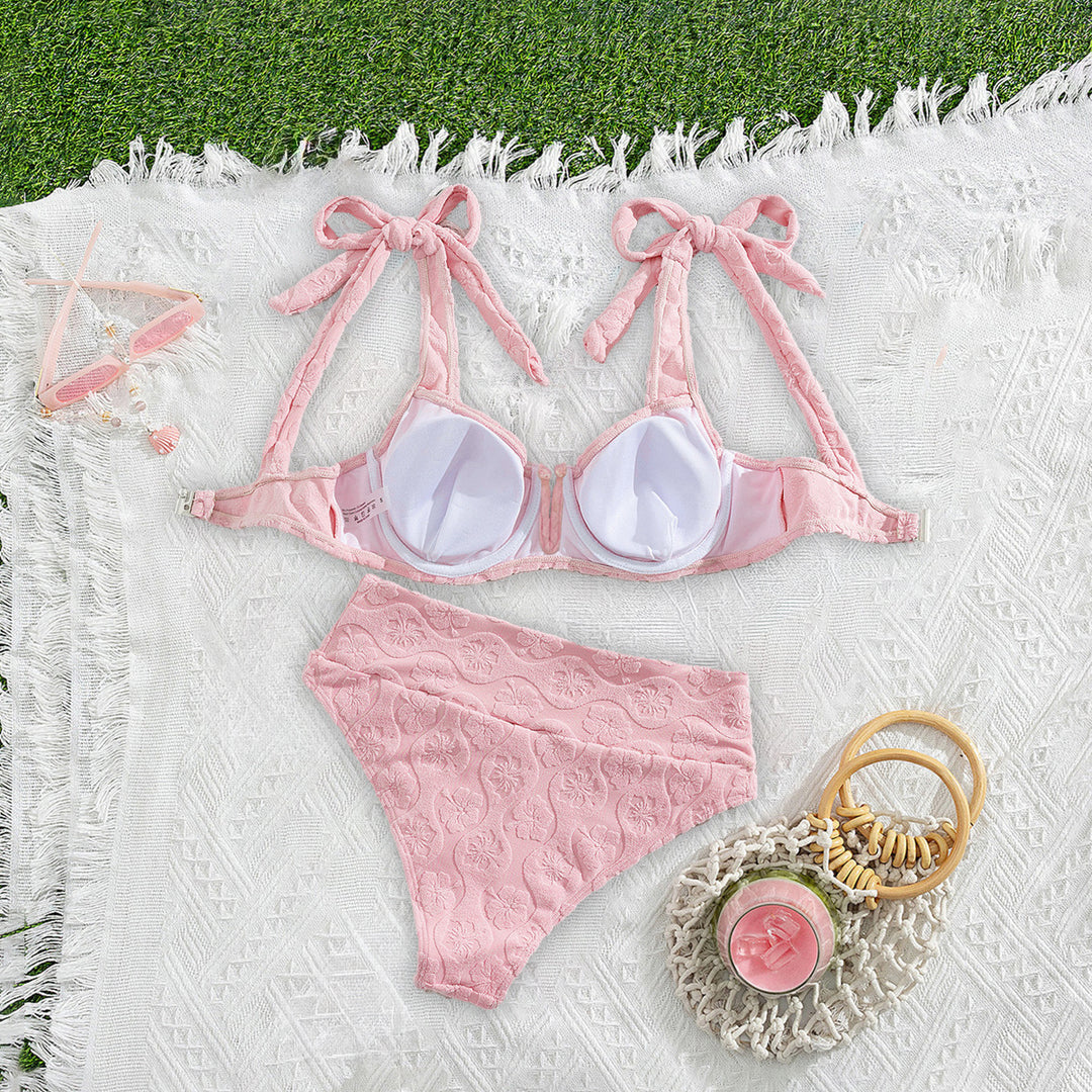 Dame Push-Up-Bikini med blomstertekstildesign Skovae
