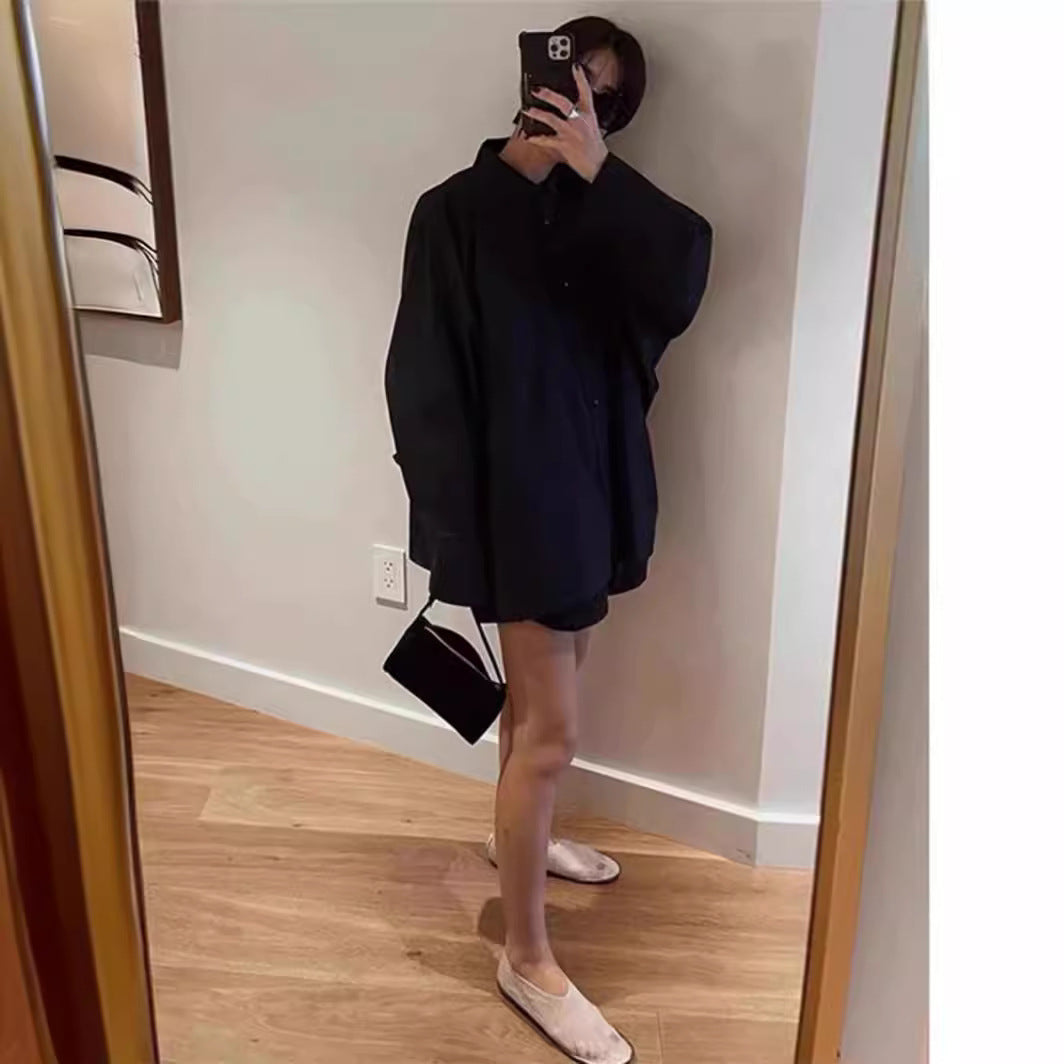 Dame afslappet overshirt-bluse med oversized snit og praktisk brystlomme Stilla