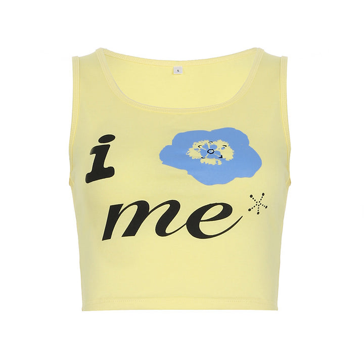 Dame Crop-top med legende grafiktryk og elastisk kant Stilla