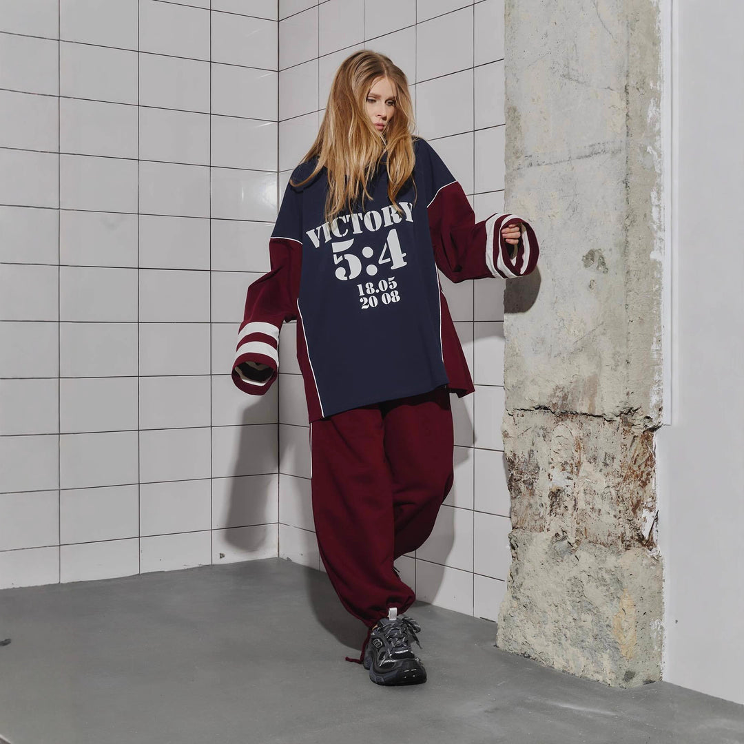 Kvinders oversized tracksuit med grafisk print og brede bukser Stilla