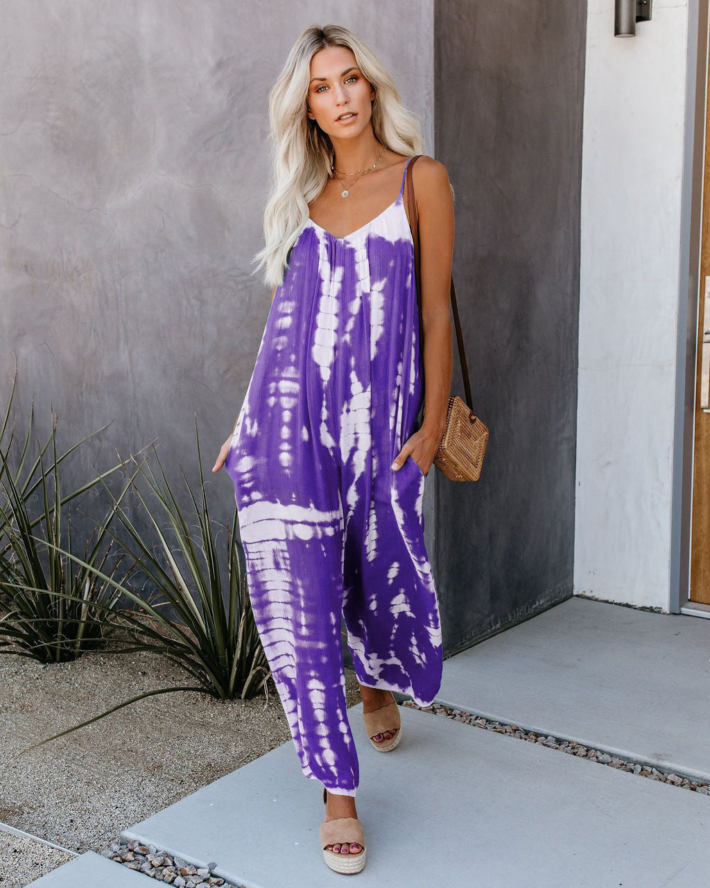 Dame Maximalt Fritids-Jumpsuit med Spaghettistropper Stilla