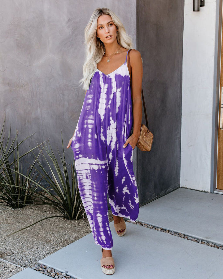 Dame Maximalt Fritids-Jumpsuit med Spaghettistropper Stilla
