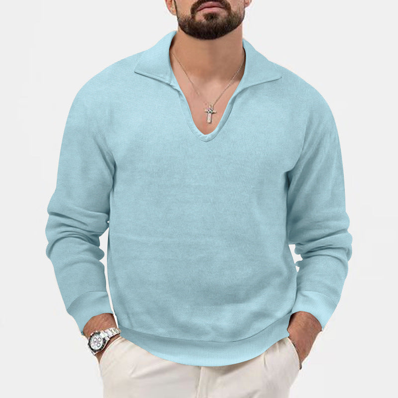 Herrer moderigtig V-hals pullover med struktureret design Stilla