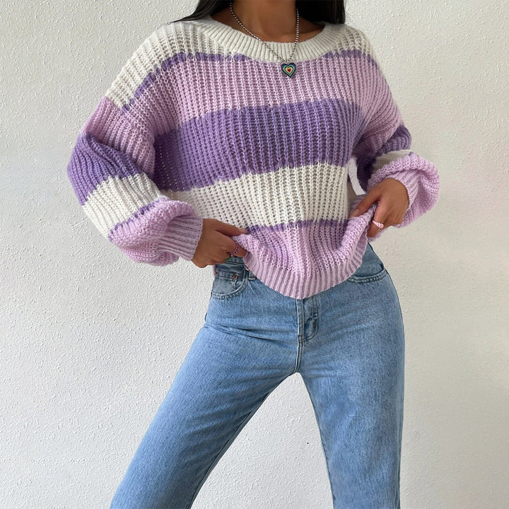 Stilla | Pullover Pullover Grovstrik Overdimensioneret Fit Langærmet Fritid Crew Neck