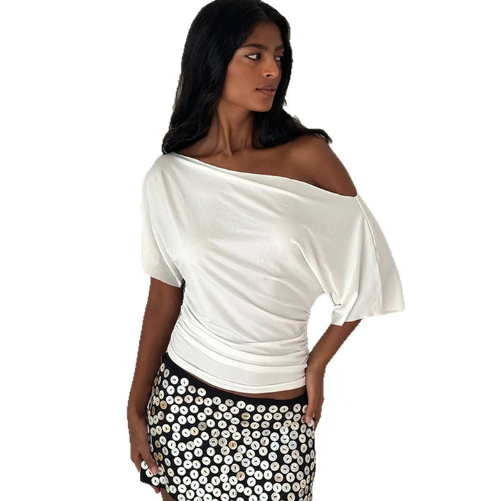 Dame Off-Shoulder Top med Drapering Skovae