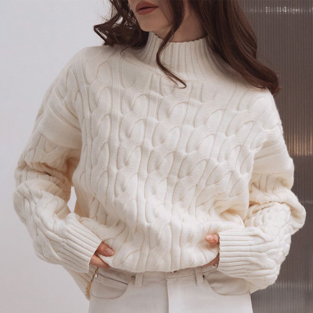 Kvinders strikket sweater med bølgemønster Stilla