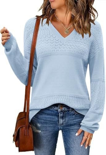 Dame strikpullover med V-hals fra Stilla