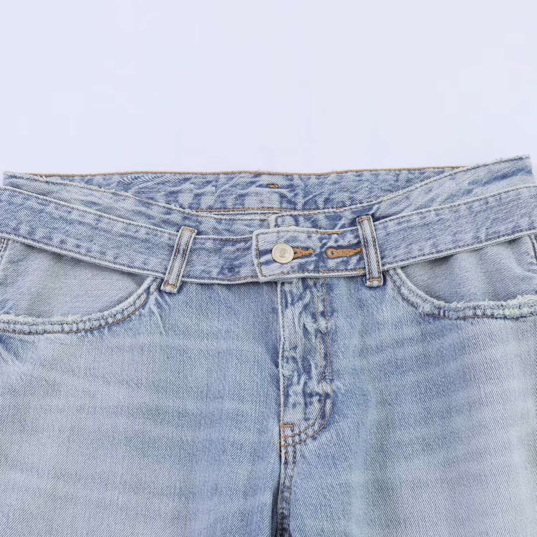 Dame brede jeans i moderne snit med høje sideskæringer Skovae