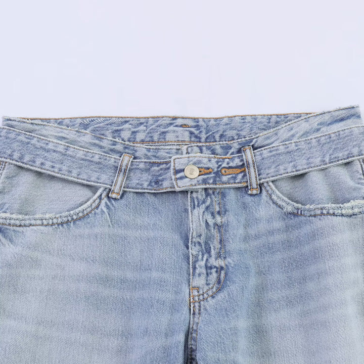 Dame brede jeans i moderne snit med høje sideskæringer Skovae