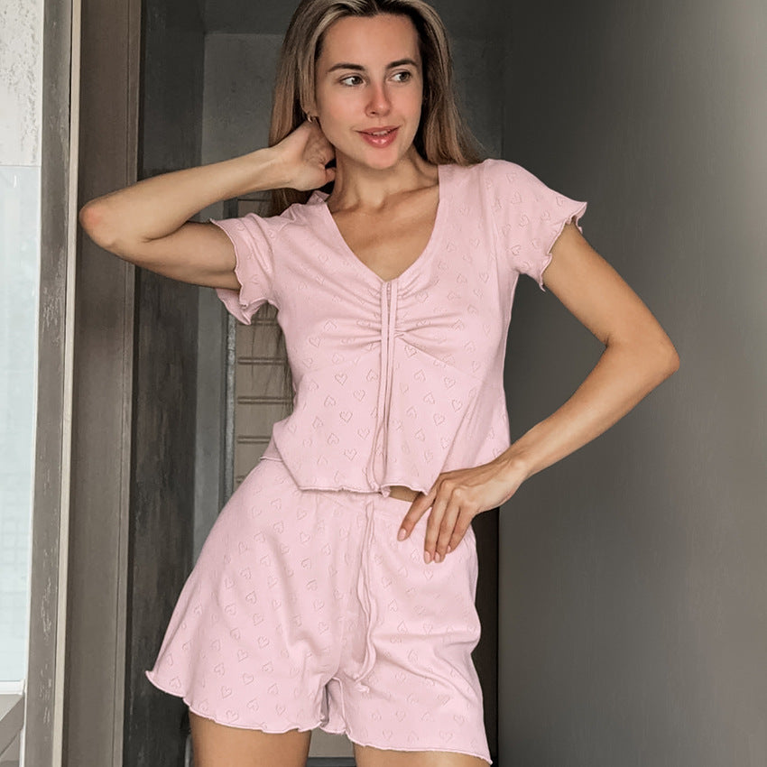 Dame Pyjamasæt med sødt design og elastisk talje Stilla