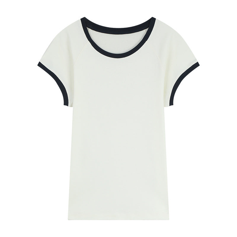 Dame Sporty Kortærmet T-shirt med Kontrastbånd Stilla