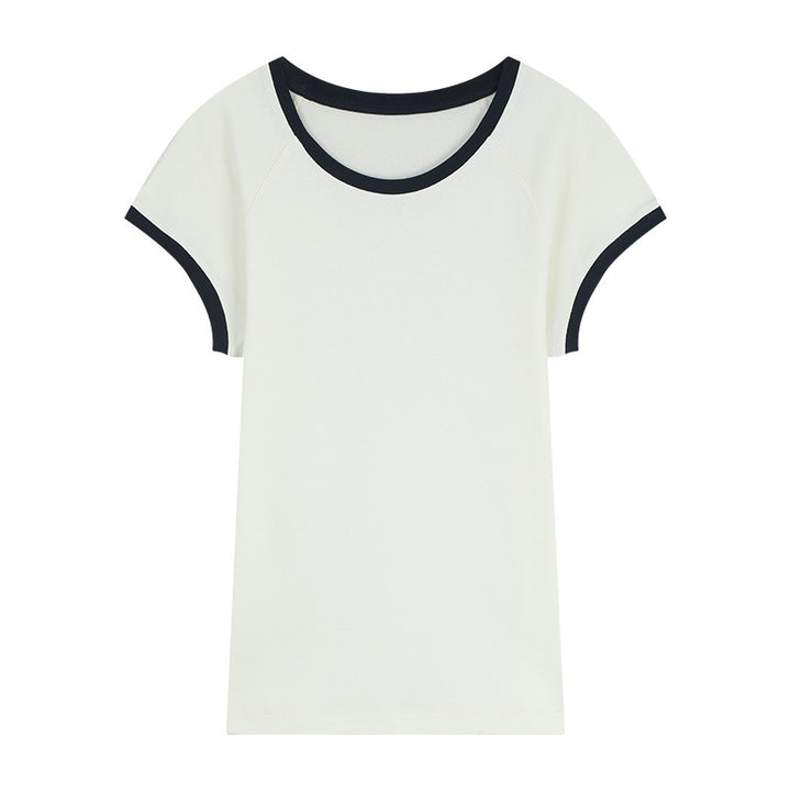 Dame Sporty Kortærmet T-shirt med Kontrastbånd Stilla