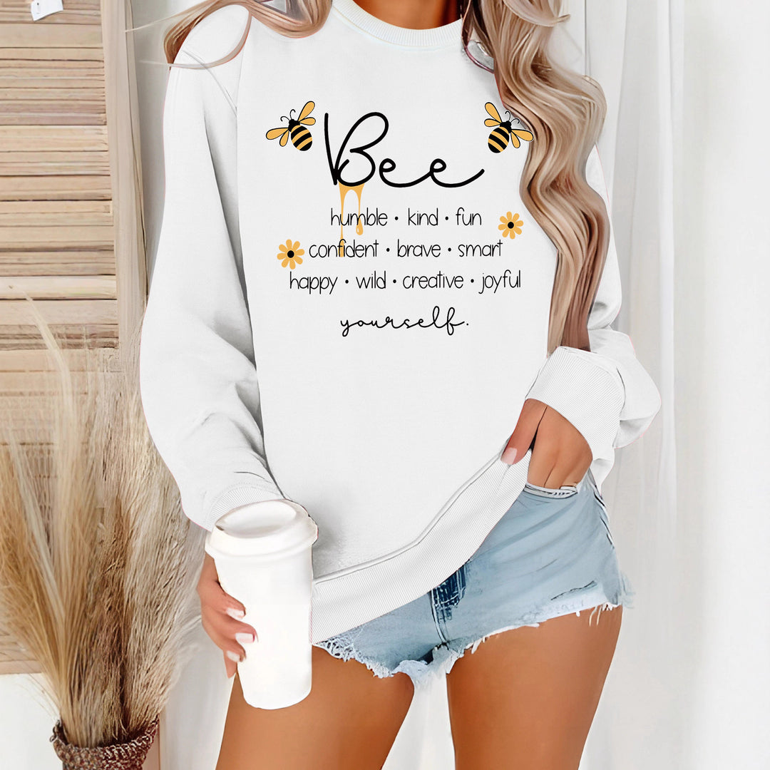 Dame sweatshirt med inspirerende bi-motiv og positive affirmationer Stilla