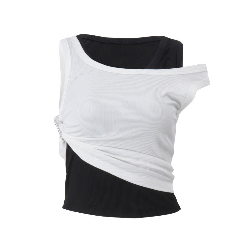 Damer Asymmetrisk Crop-Top med elegant Drapering Stilla