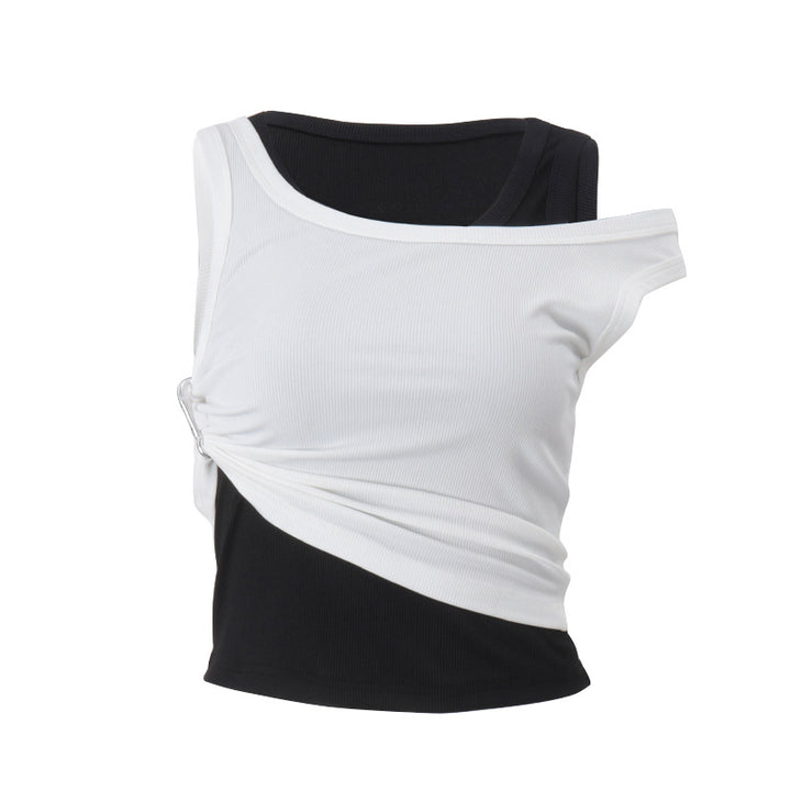 Damer Asymmetrisk Crop-Top med elegant Drapering Stilla