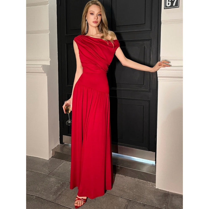 Damer Elegant Maxikjole med Drapering-Detaljer Skovae