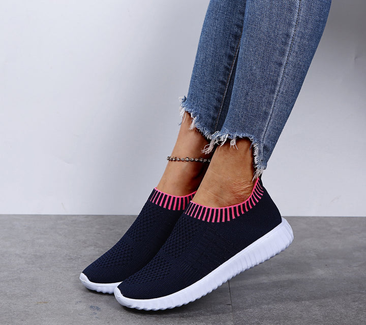 Dame Sporty Slip-On Sneakers med elastisk strikoverdel og skridsikker sål Stilla