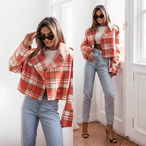 Dameternetternede Cropped Jakke med bredt revers Stilla