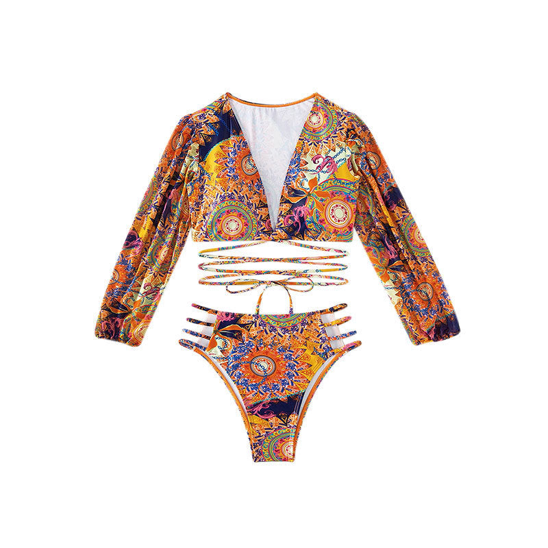 Dame bikini sæt med langærmet top og stilfuld cut-out Skovae