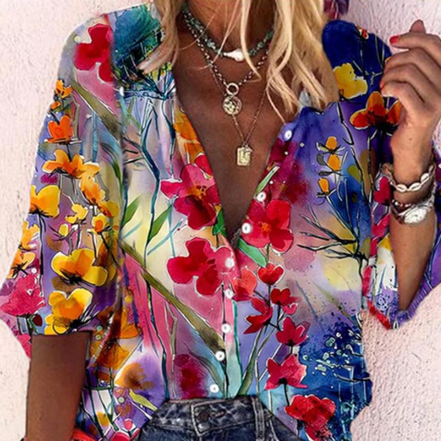 Skovae | Spidsbroderet Boho Langærmet Tunika Bluse