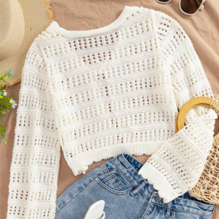 Femme Åben-Strik Crop Pullover Stilla