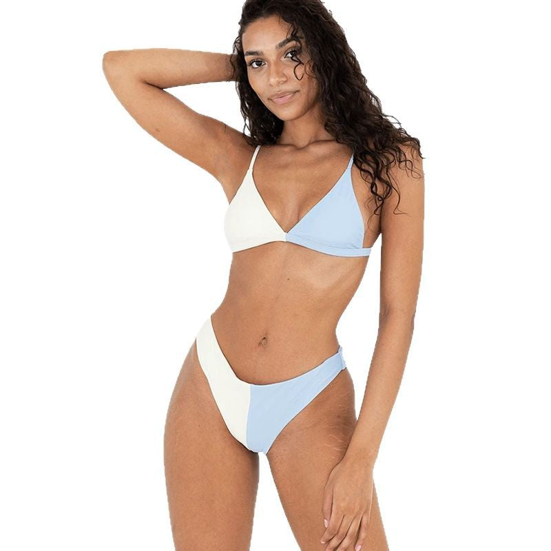 Dame Triangel-Bikini-Sæt med moderigtigt farveblokdesign og behagelige stropper Stilla