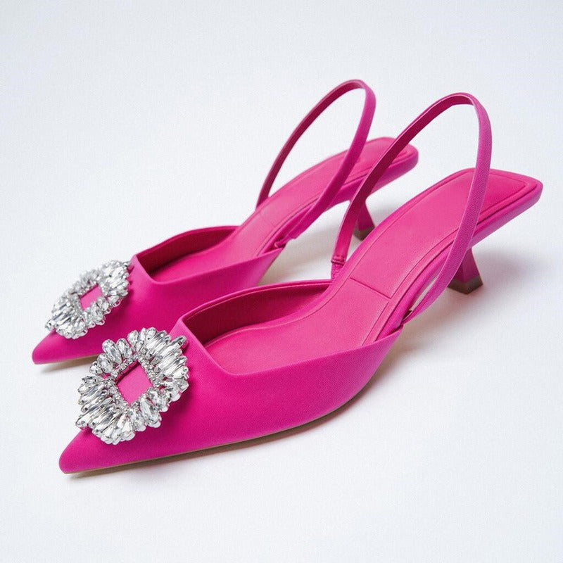 Damer Slingback Ballerinas med funklende strass-applikationer Stilla
