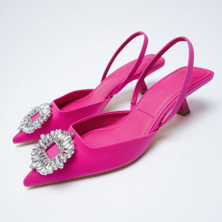 Damer Slingback Ballerinas med funklende strass-applikationer Stilla