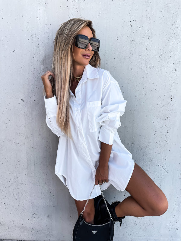 Dame trendy oversized skjorte med subtile detaljer Stilla