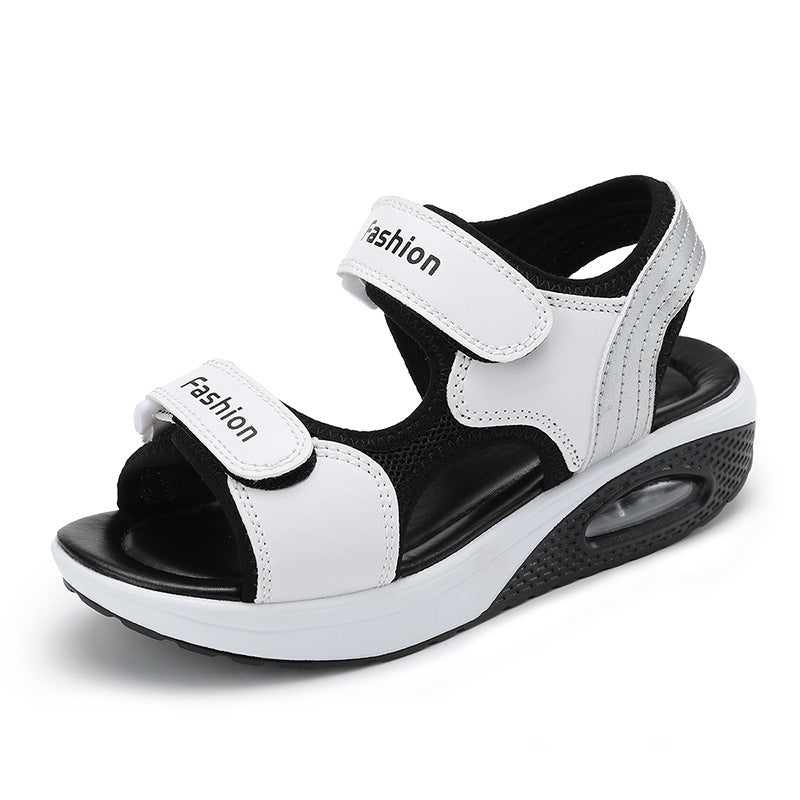 Dame nan ergonomisk sandal med luftpude-plateau, velcro-lukninger og polstret fodseng Skovae
