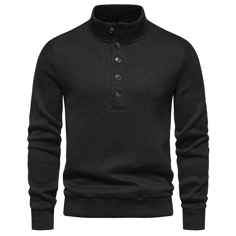 Herrer elegant pullover med halv lynlås og karakteristisk knapliste Stilla