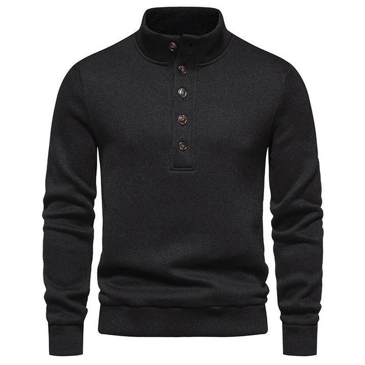 Herrer elegant pullover med halv lynlås og karakteristisk knapliste Stilla