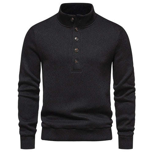 Herrer elegant pullover med halv lynlås og karakteristisk knapliste Stilla