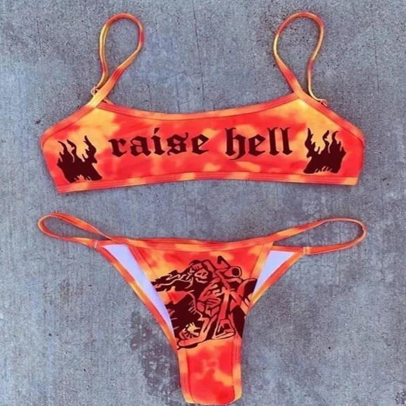 Dame Sport-Bikini med iøjnefaldende grafikdesign Skovae