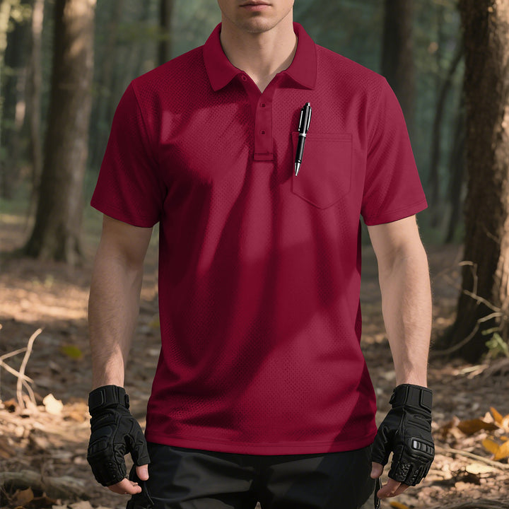 Herrer nan funktionel kortærmet polo t-shirt med brystlomme, indarbejdet penlomme og mikroperforeret ventilation Skovae