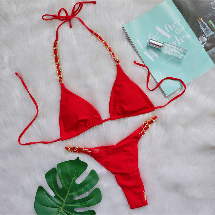 Dame Chic Triangle String Bikini Sæt Stilla
