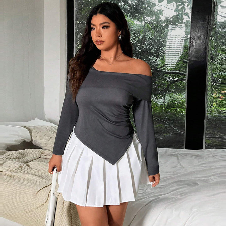 Dame asymmetrisk top med elegant rynk Stilla