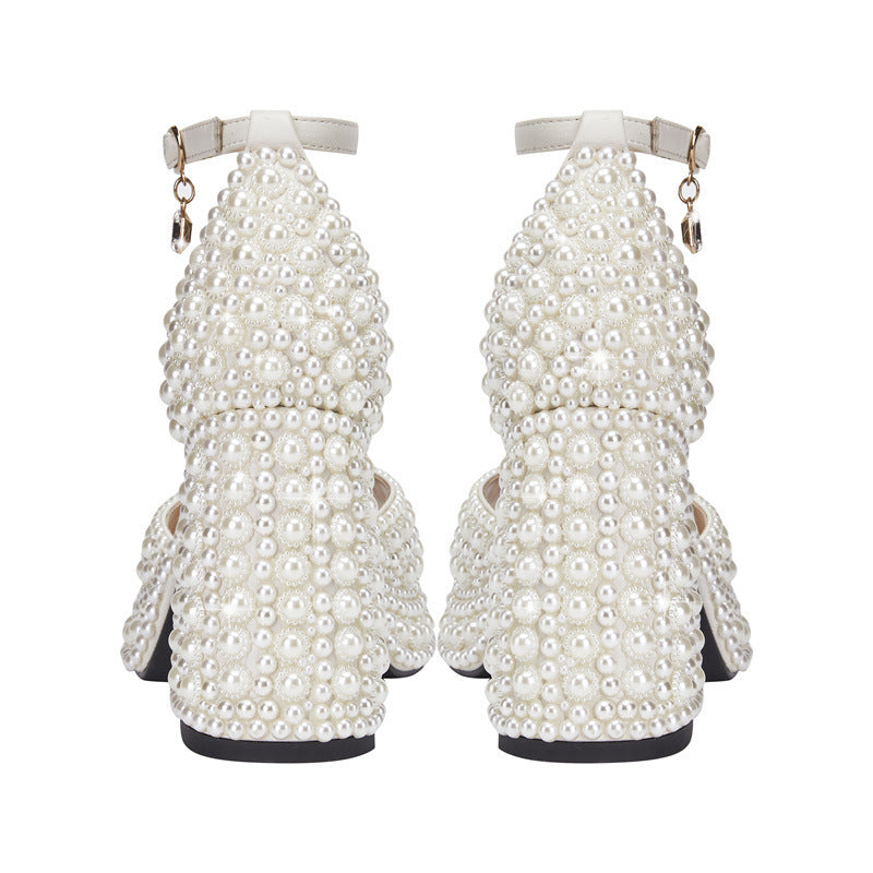 Femme Elegante Perle Blokhæl Sandaler Stilla
