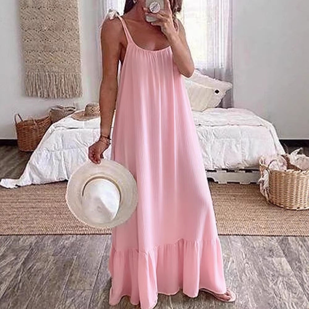 Dame maxikjole med strapless design Skovae