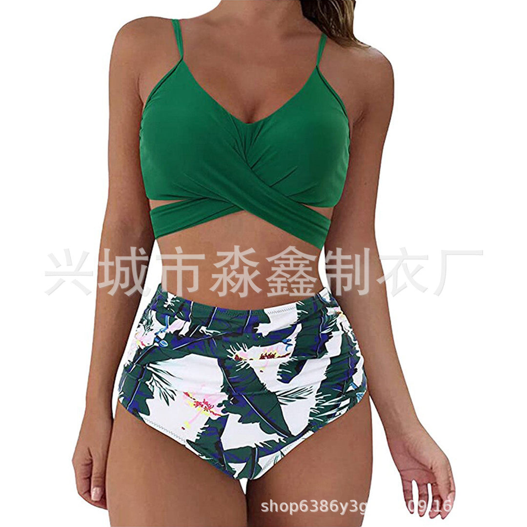 Dame Crop-Top bikini sæt med flettet design Skovae