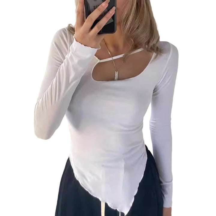 Dame Langærmet top med asymmetrisk udskæring og fine cut-outs Stilla